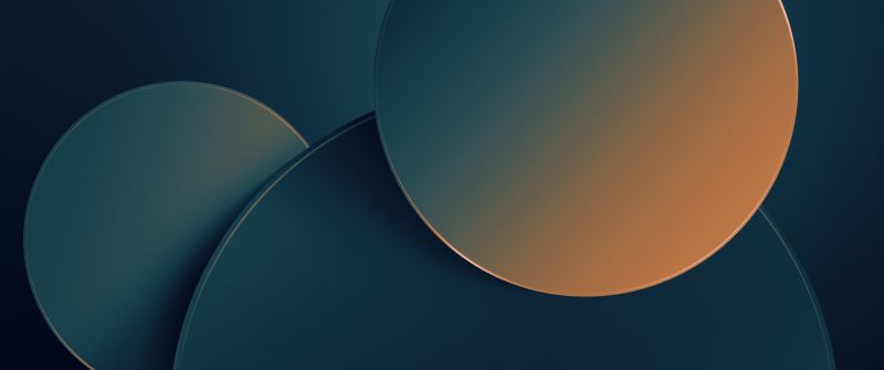 Dark blue, Circles, Gradient background, 5K