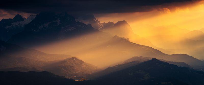 Sunlight, Bavarian Alps, Germany, 5K, Landscape, Cloudy