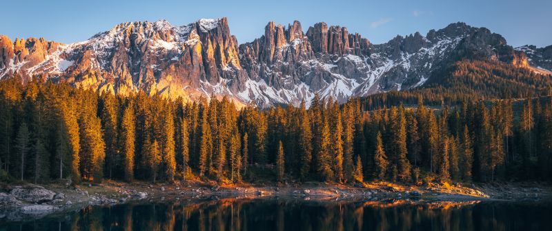 Dolomites, Karersee Lake, Lago di Carezza, Alpine lake, Peaceful, Italy, 5K, 8K