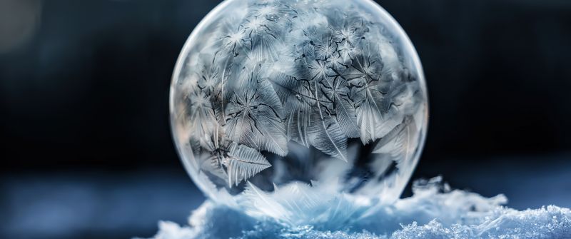 Frozen bubble, Soap Bubble, Crystal, Winter snow, Frosty, Macro