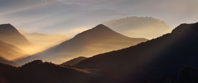 Foggy, Mountains, Sunrise, Valley