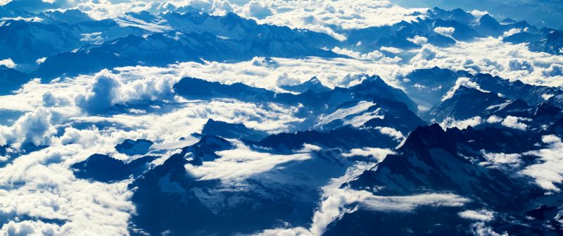 Alps mountains, Aerial view, Sunny day, Swiss Alps