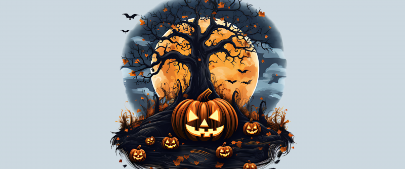 Halloween pumpkins, AI art, Halloween night, 5K