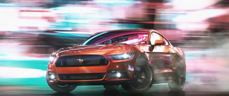 Ford Mustang, Drift, Aesthetic, CGI, 5K, Digital Art