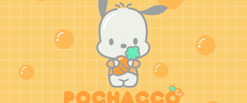 Pochacco, Cartoon, Yellow background