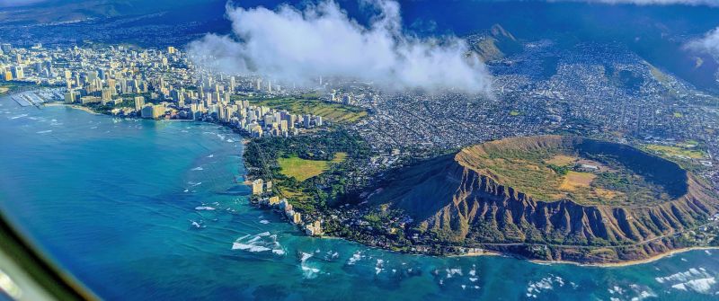 Diamond Head, Volcanic cone, Hawaii, Aerial view