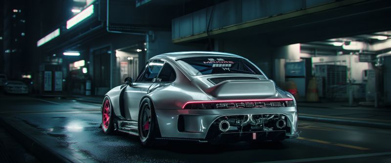 Porsche 911, Cyberpunk, CGI, 5K