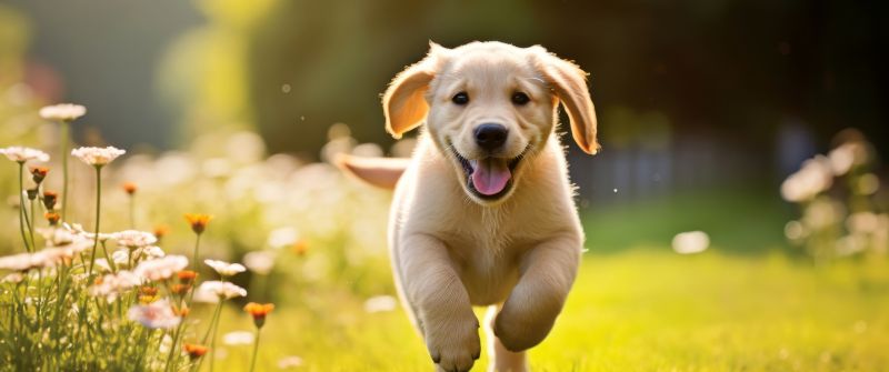 Cute puppy, Running, Golden Retriever, 5K, Labrador puppy, Adorable