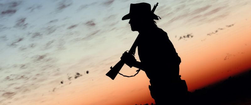 Western, Cowboy, Sunset, Silhouette, Red Dead Redemption