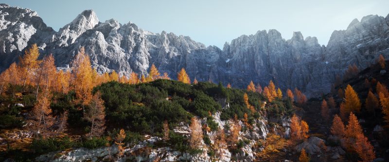 Sorapiss, Mountains, Dolomites, Rocks, Trees, Italy, 5K