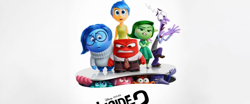 Inside Out 2, 2024 Movies, Animation movies, Pixar movies, 5K, 8K, White background, Joy (Inside Out), Sadness (Inside Out), Anger (Inside Out), Fear (Inside Out), Disgust (Inside Out), Anxiety (Inside Out)