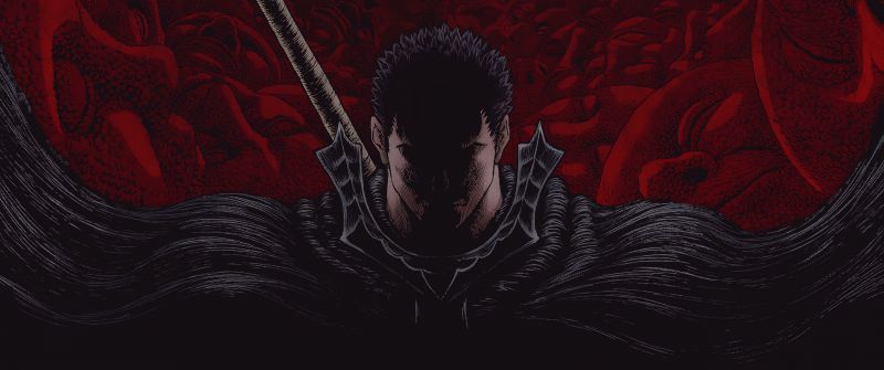 Berserk, Guts, Colored, 5K, Dark red