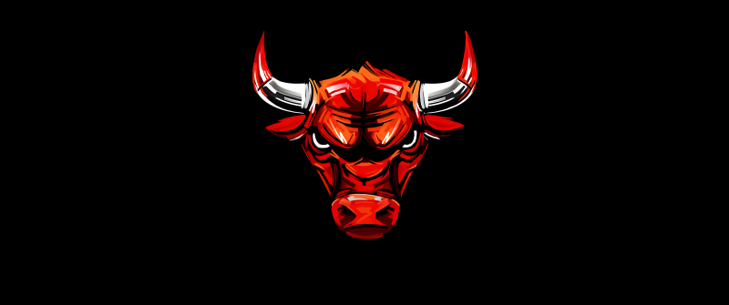 Chicago Bulls, Logo, Basketball team, AMOLED, Minimalist, 5K, 8K, Black background