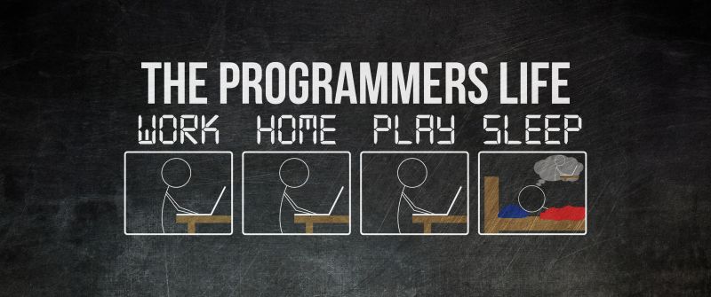 Programmer, Life, Work, Play, Repeat, Coding, Coder, Programming, Developer, 5K, Dark background, Meme