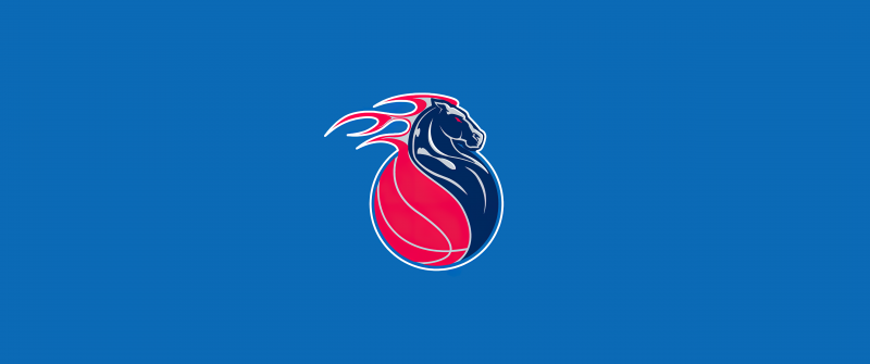 Detroit Pistons, 5K, Logo, Basketball team, Blue background