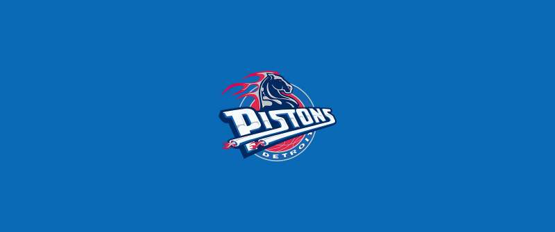 Detroit Pistons, Logo, Basketball team, 5K, Blue background