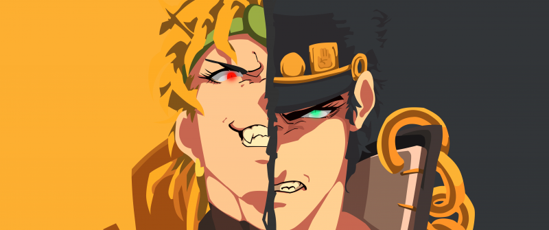 Dio Brando, Jotaro Kujo, JoJo's Bizarre Adventure, Minimalist, 5K