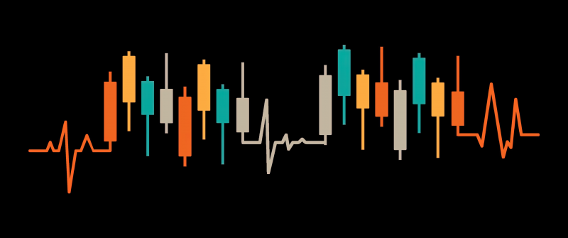 Heartbeat Candlestick Chart, Day Trading, Candlestick pattern, Stock Market, AMOLED, Black background