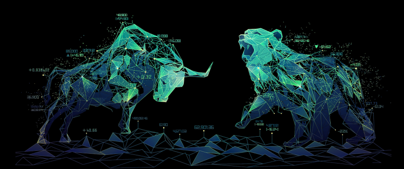 Bull, Bear, Trading, Forex, AMOLED, Black background, Stock Market