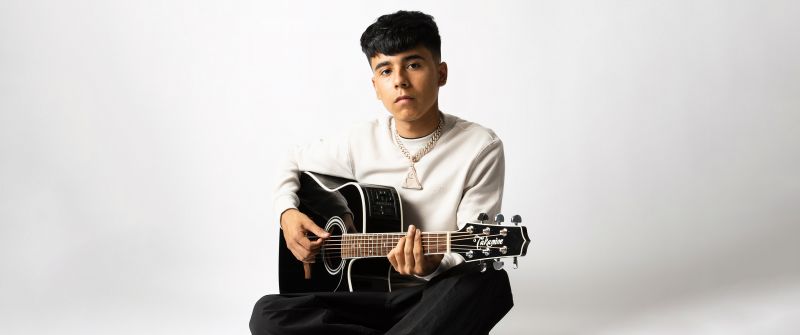 Ivan Cornejo, Guitar, 5K, Mexican singer, White background