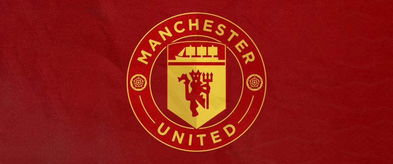 Manchester United, Football club, Red background, Logo, 5K