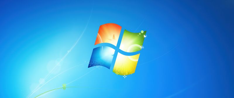 Windows 7, Official, Blue background, Windows logo