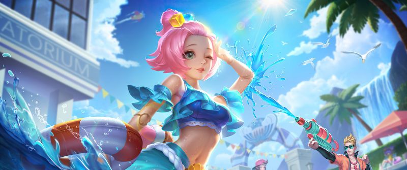 Angela, Mobile Legends: Bang Bang, Summer, Swimming Pool, Mobile game