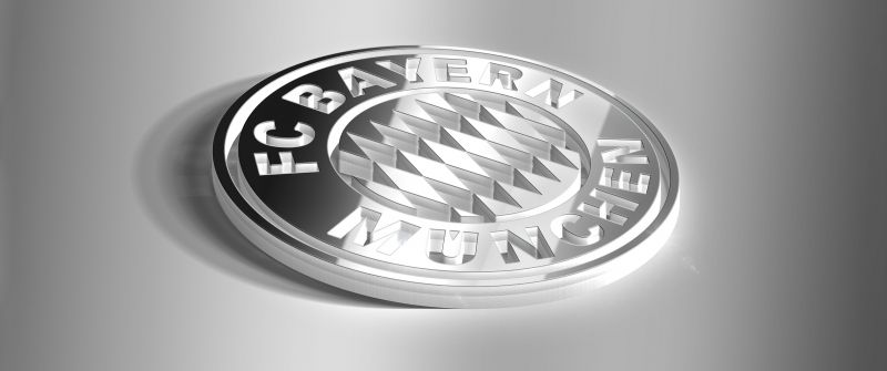 FC Bayern Munich, 3D Art, Logo, Monochrome, Football club, 5K