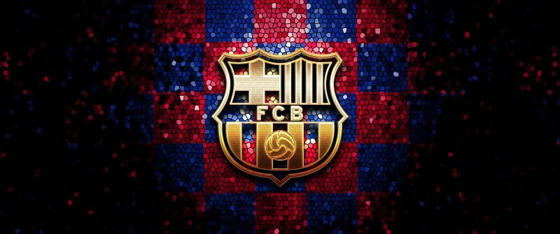 FCB, Mosaic, Logo, Dark aesthetic, FC Barcelona