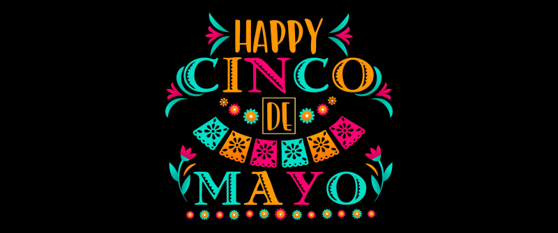 Cinco de Mayo, Mexican holiday, AMOLED, Colorful, Black background