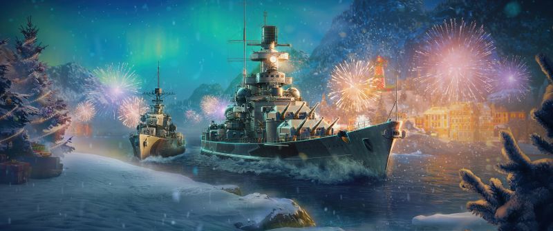 World of Warships, Christmas special, Fireworks, 5K