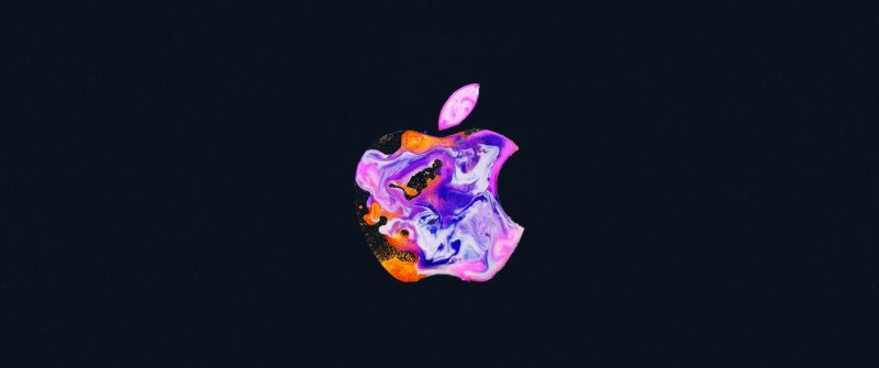 Apple logo, iPhone 12, Liquid art, Black background, Simple