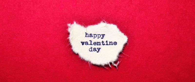 Happy Valentine's Day, Paper, Red background, February 14th, 5K