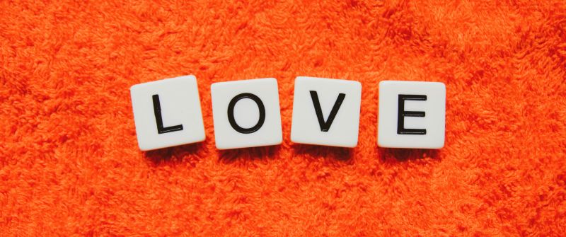 Love letter, Wooden Blocks, Orange background, 5K, 8K