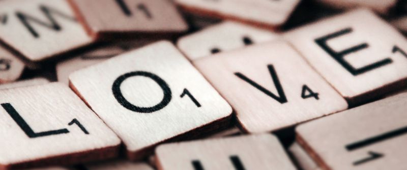 Love text, Scrabble letters, Wooden letters, 5K, February