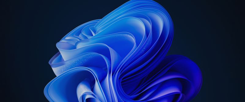 Windows 11, Bloom, Dark Mode, 5K, Blue abstract, Dark background, Dark blue, Vibrant