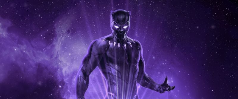 Black Panther, Purple aesthetic, Fan Art, 5K