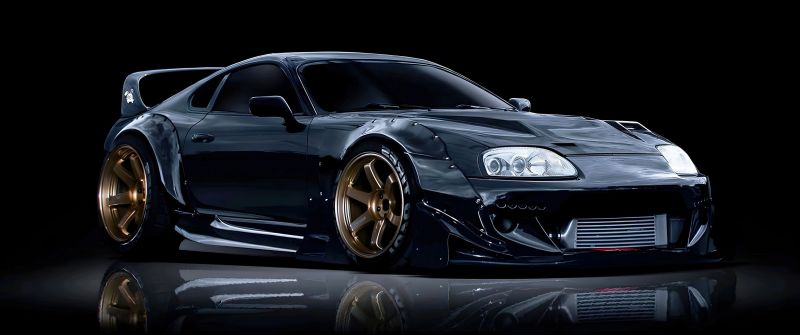 Toyota Supra Mk4, JDM cars, Classic cars, Black background, AI art