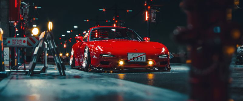 Mazda RX-7, JDM cars, Japanese, AI art, Red cars