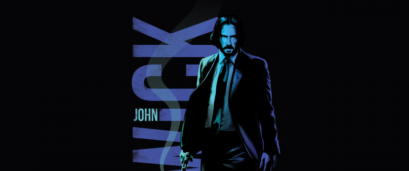 John Wick, AMOLED, Black background, Illustration, Keanu Reeves as John Wick, Baba Yaga, 5K
