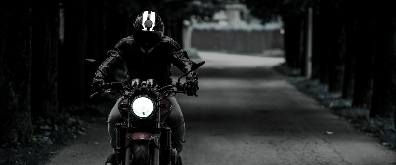 Biker, Dark, Motorcycle, Road