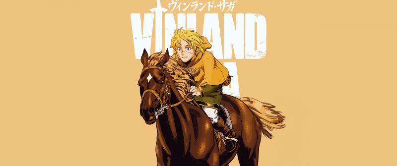 Vinland Saga, Yellow background, Minimalist, 5K, Thorfinn