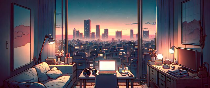 Lofi, Room, Cityscape, Urban