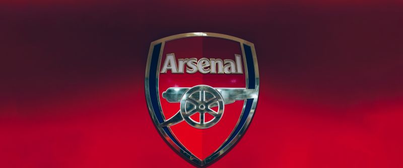 Arsenal FC, 8K, Logo, Football club, Red background, 5K