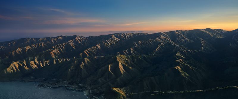 Big Sur, Dawn, Mountains, Clear sky, Sunrise, Morning, macOS Big Sur, Stock, California, 5K