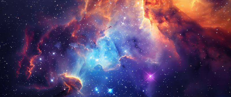 Galaxy, Cosmic phenomena, Nebula, 5K, Vibrant, Colorful, Stars