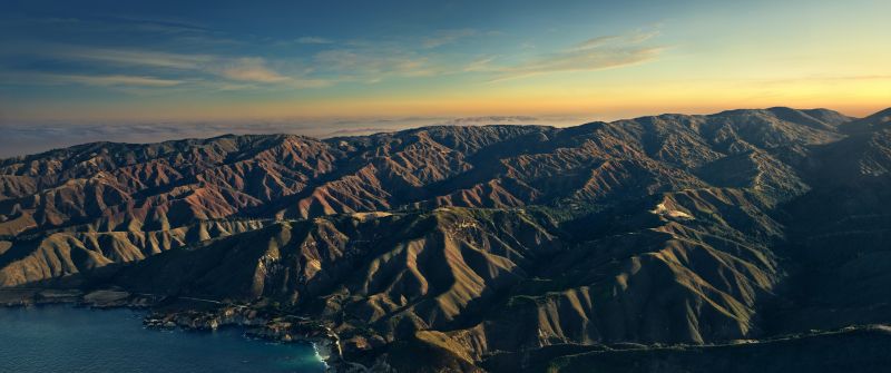 Big Sur, Stock, Mountains, Golden hour, Sunset, Evening, macOS Big Sur, California, 5K