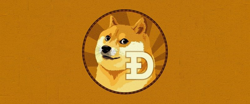 Dogecoin, Shiba Inu, Yellow background, Cryptocurrency