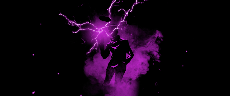 Satoru Gojo, Lightning, Purple aesthetic, Black background, Jujutsu Kaisen