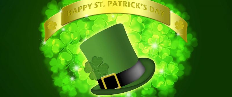 St. Patrick's Day, Leprechaun cap, Green background, Irish